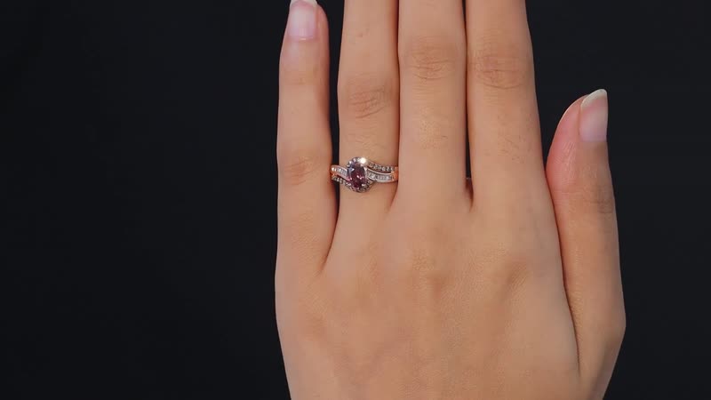 Premium Pink Zircon, Natural Champagne and White Diamond Ring in Vermeil Rose Gold Over Sterling Silver (Size 10.0) 1.50 ctw
