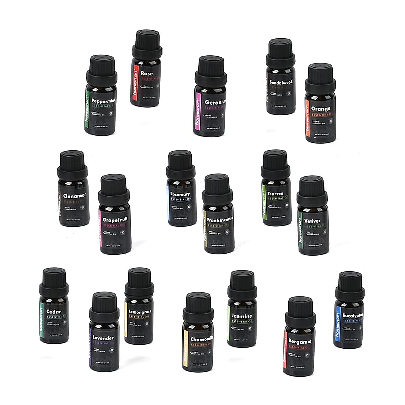 Homesmart Set of 18 pcs Pure and Organic Essential Oils, Pack of 18 Aromatherapy Pure Natural & Organic Oils Gift Set For Diffusers, Massages, and Daily Routine