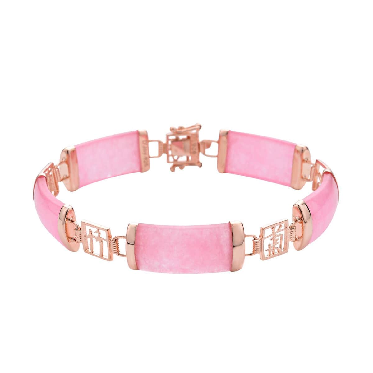 Pink Jade (D) Station Bracelet in 14K Rose Gold Over Sterling Silver 42.00 ctw (6.50 In) 42.00 ctw image number 0
