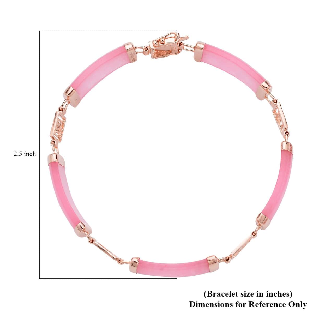 Pink Jade (D) Station Bracelet in 14K Rose Gold Over Sterling Silver 42.00 ctw (6.50 In) 42.00 ctw image number 3