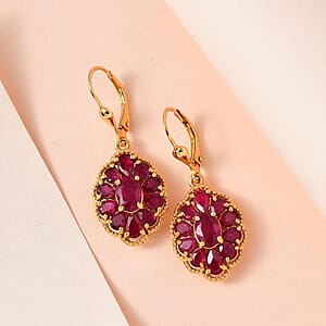 Niassa Ruby (FF) Lever Back Earrings in Vermeil Yellow Gold Over Sterling Silver 7.10 ctw
