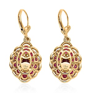 Niassa Ruby (FF) Lever Back Earrings in Vermeil Yellow Gold Over Sterling Silver 7.10 ctw