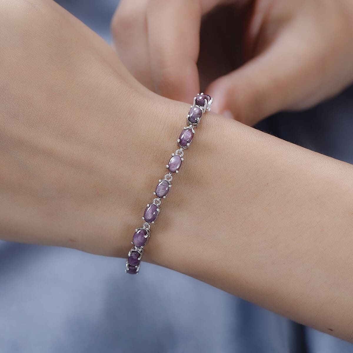 Indian Star Ruby Bracelet in Platinum Over Sterling Silver (6.50 In) 17.90 ctw image number 2