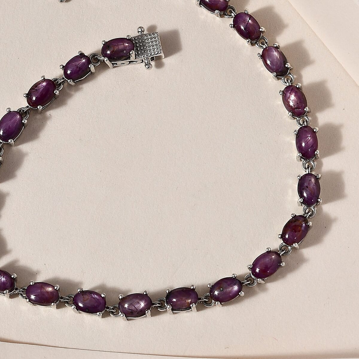 Indian Star Ruby Bracelet in Platinum Over Sterling Silver (7.25 In) 20.00 ctw image number 1