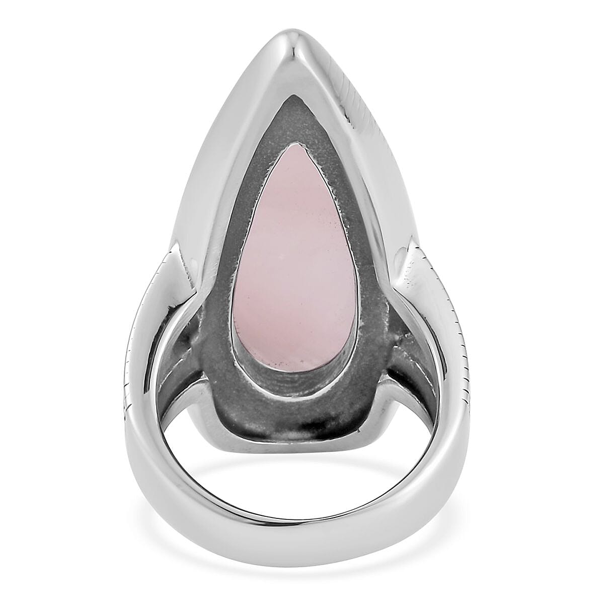 Galilea Rose Quartz and Mosaic Stone Halo Ring in Black Oxidized Stainless Steel (Size 6.0) 8.30 ctw image number 4
