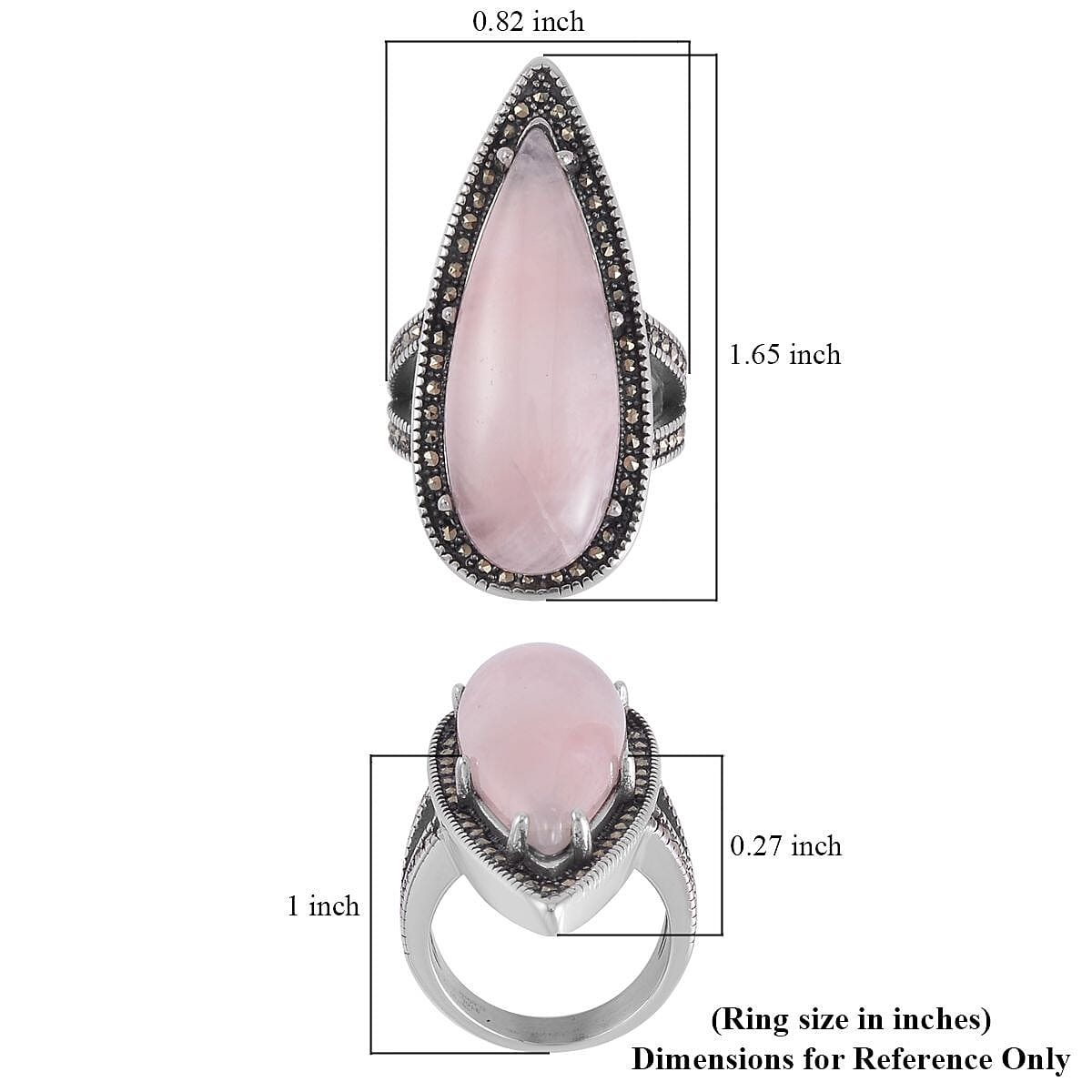Galilea Rose Quartz and Mosaic Stone Halo Ring in Black Oxidized Stainless Steel (Size 6.0) 8.30 ctw image number 5