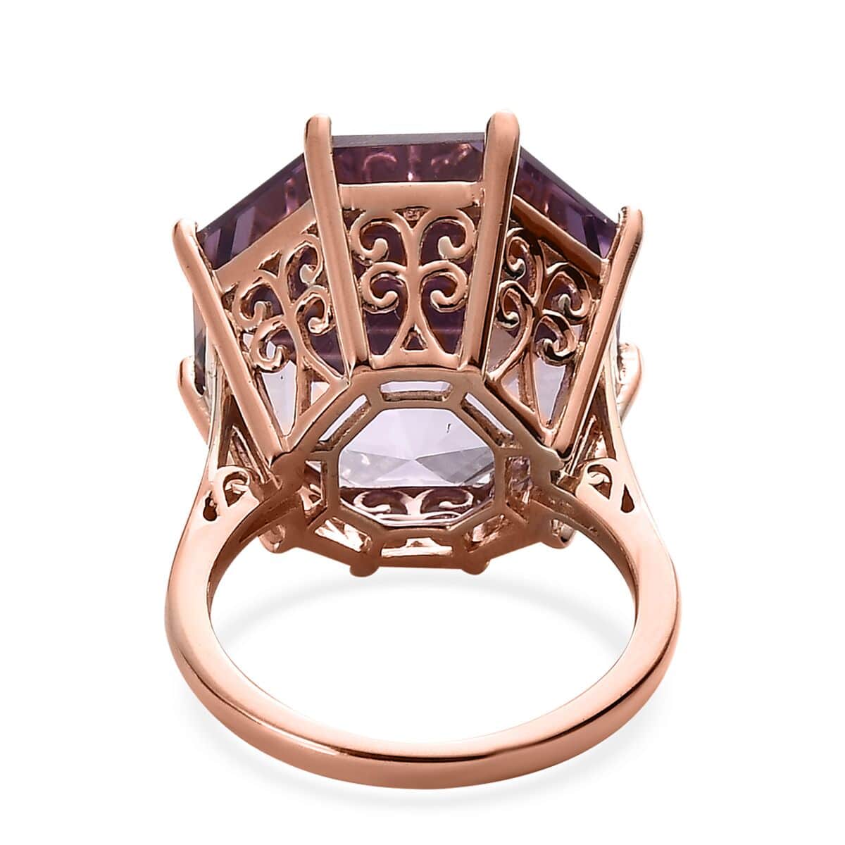 AAA Rose De France Amethyst Solitaire Ring in Vermeil Rose Gold Over Sterling Silver 22.10 ctw image number 4