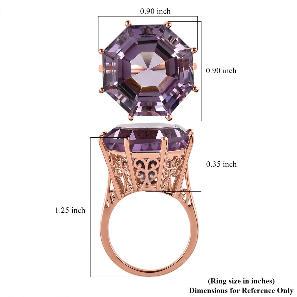 AAA Rose De France Amethyst Solitaire Ring in Vermeil Rose Gold Over Sterling Silver 22.10 ctw image number 5