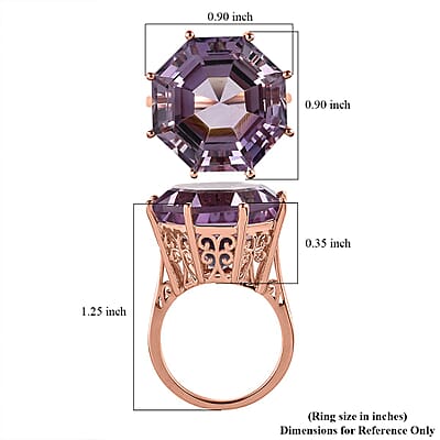 AAA Rose De France Amethyst Solitaire Ring in Vermeil Rose Gold Over Sterling Silver (Size 10.0) 22.10 ctw