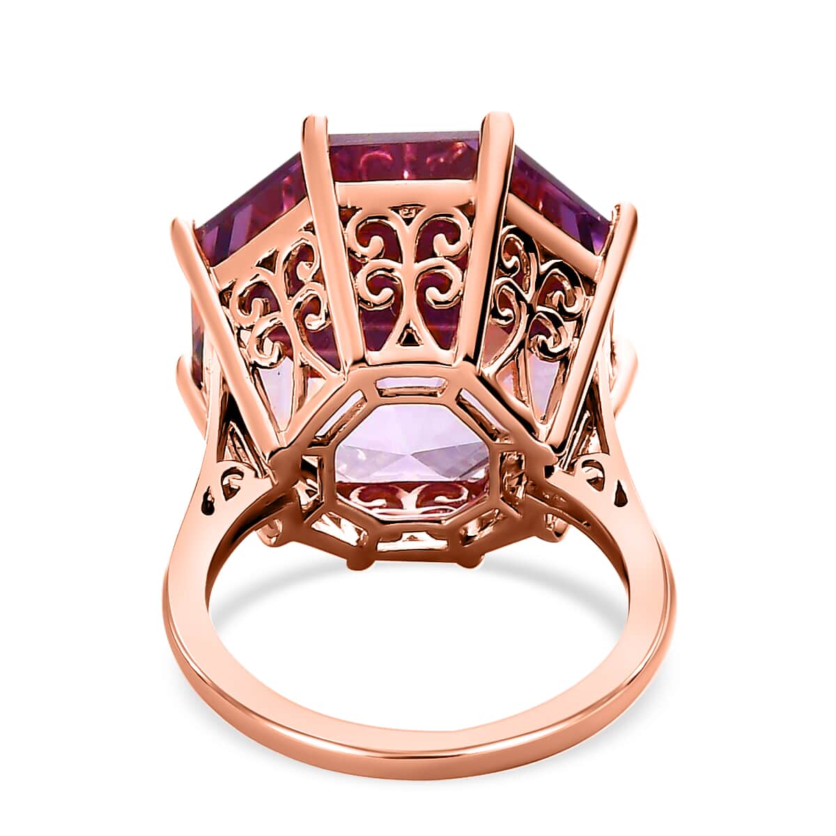 AAA Rose De France Amethyst Solitaire Ring in Vermeil Rose Gold Over Sterling Silver (Size 7.0) 22.10 ctw image number 4
