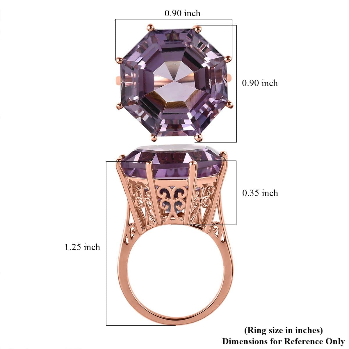 AAA Rose De France Amethyst Solitaire Ring in Vermeil Rose Gold Over Sterling Silver (Size 7.0) 22.10 ctw image number 5