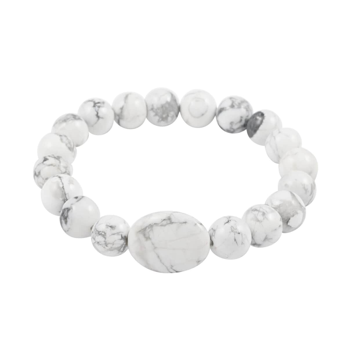 White Howlite Beaded Stretch Bracelet 150.00 ctw image number 0