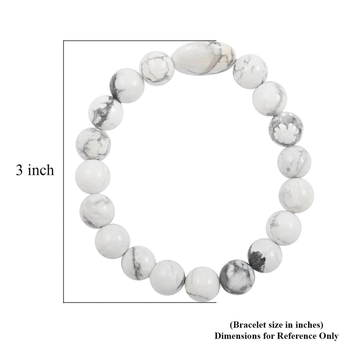 White Howlite Beaded Stretch Bracelet 150.00 ctw image number 3