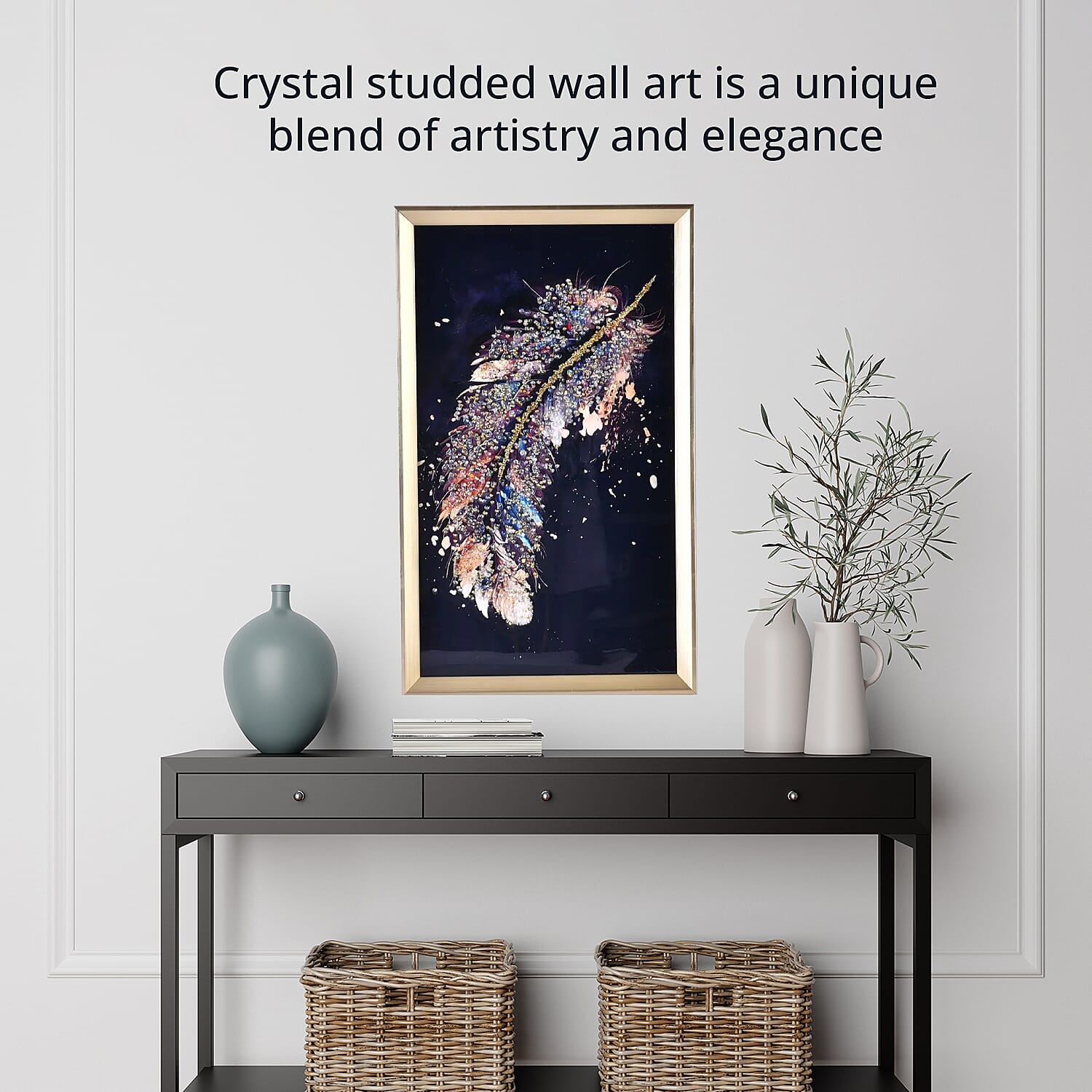 Resin Crystal Painting with PS frame - Purple Feather