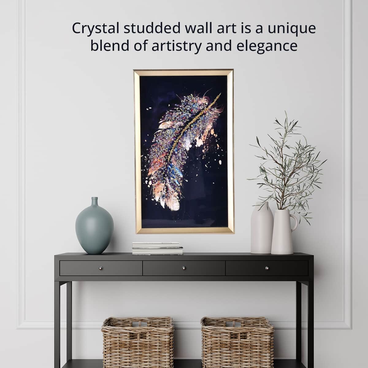 Resin Crystal Painting with PS frame (11.81"x19.68") - Blue Elephant image number 1