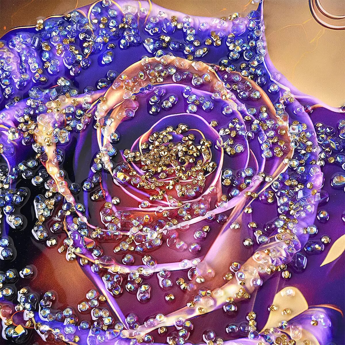 Resin Crystal Painting with PS frame - Purple Rose image number 5