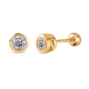 Poke Free Moissanite 0.50 ctw Stud Earrings in Vermeil Yellow Gold Over Sterling Silver