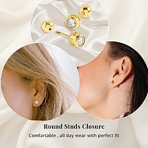 Poke Free Moissanite 0.50 ctw Stud Earrings in Vermeil Yellow Gold Over Sterling Silver
