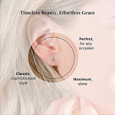 Poke Free Moissanite 0.50 ctw Stud Earrings in Vermeil Yellow Gold Over Sterling Silver (Del. in 10-12 Days)