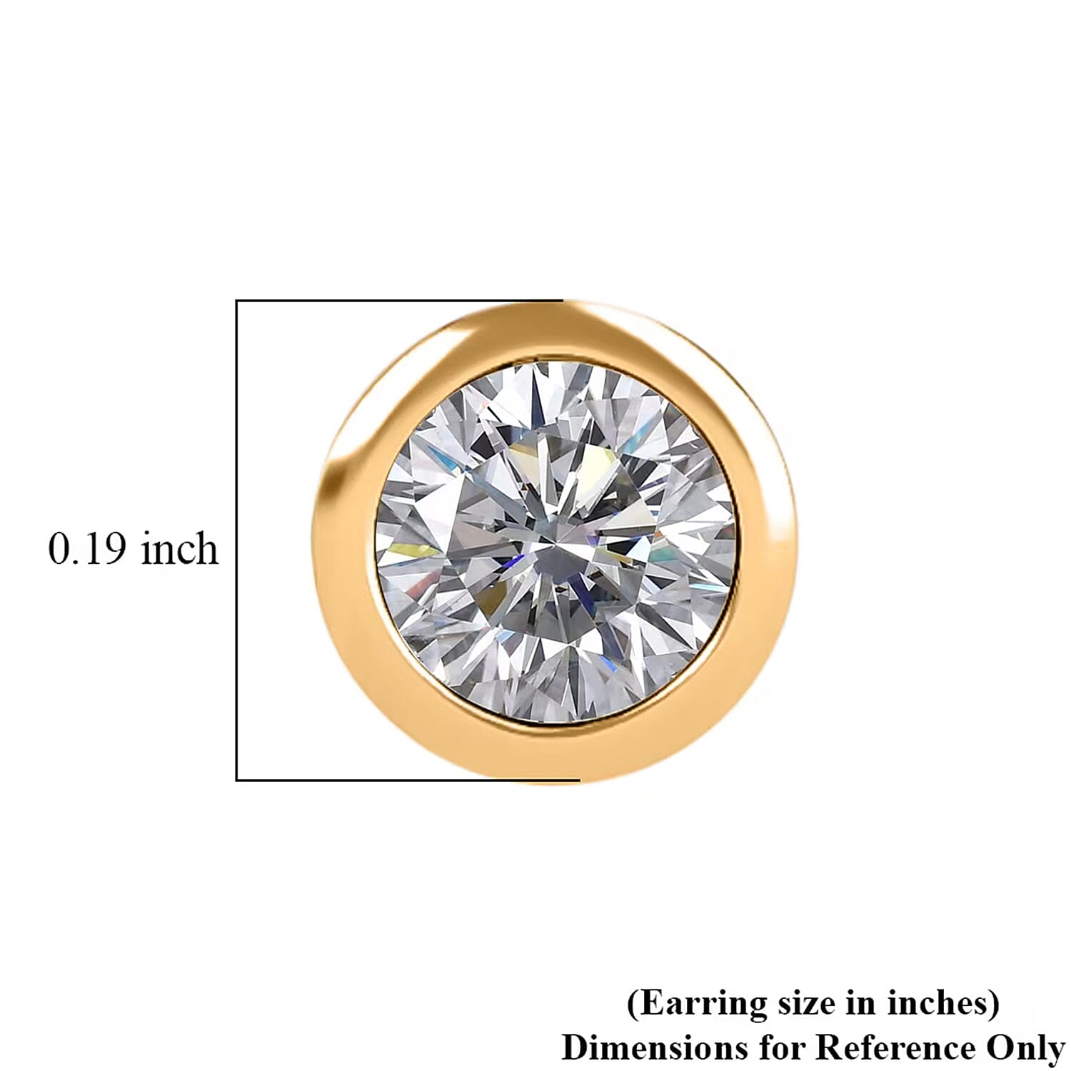 Poke Free Moissanite 0.50 ctw Stud Earrings in Vermeil Yellow Gold Over Sterling Silver (Del. in 10-12 Days)