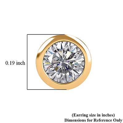 Poke Free Moissanite 0.50 ctw Stud Earrings in Vermeil Yellow Gold Over Sterling Silver (Del. in 10-12 Days)