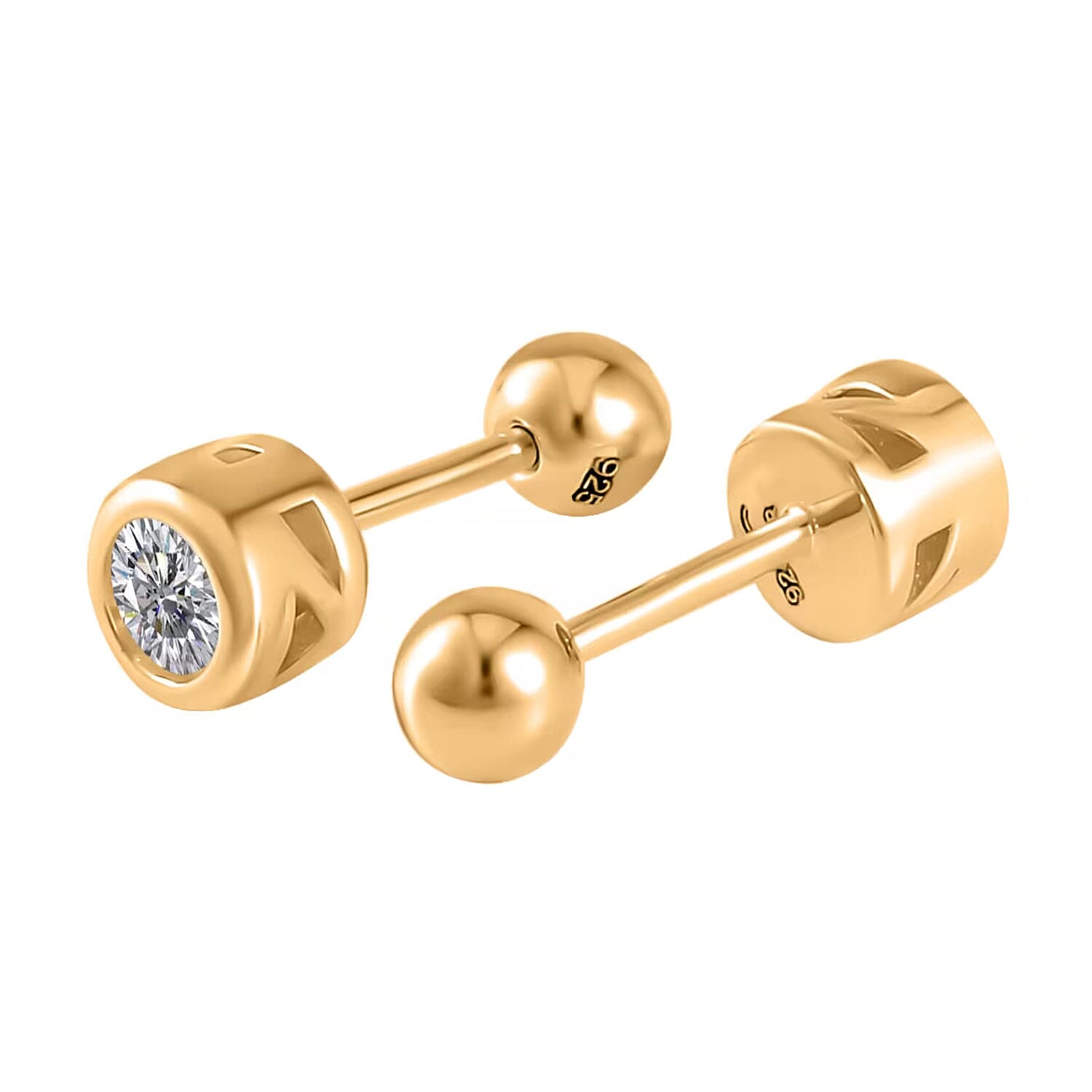 Poke Free Moissanite 0.50 ctw Stud Earrings in Vermeil Yellow Gold Over Sterling Silver (Del. in 10-12 Days)