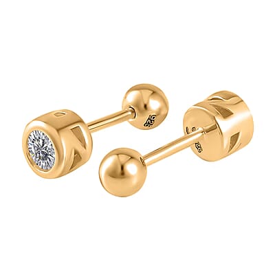 Poke Free Moissanite 0.50 ctw Stud Earrings in Vermeil Yellow Gold Over Sterling Silver (Del. in 10-12 Days)