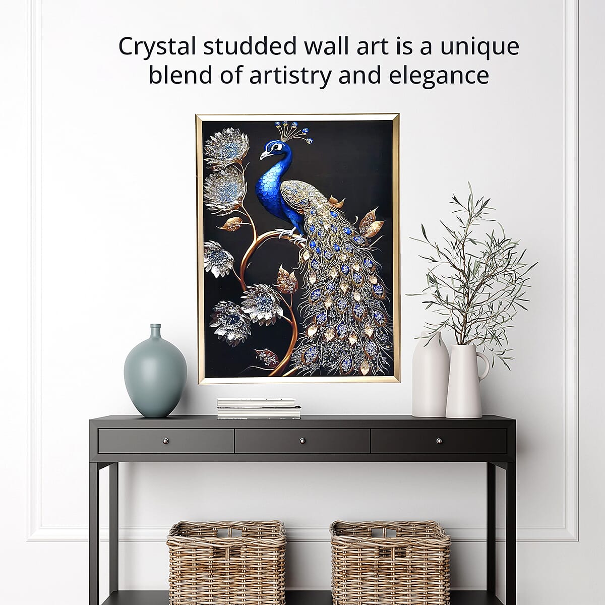 Resin Crystal Painting with PS frame - Golden Peacock image number 1