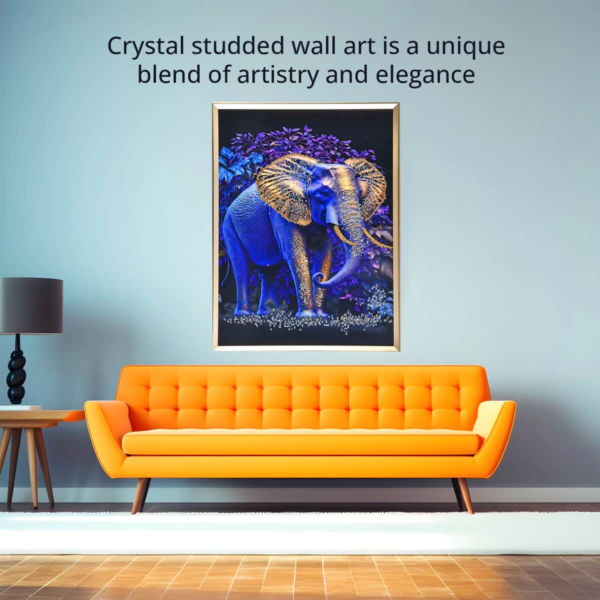 Resin Crystal Painting with PS frame - Blue Elephant image number 1