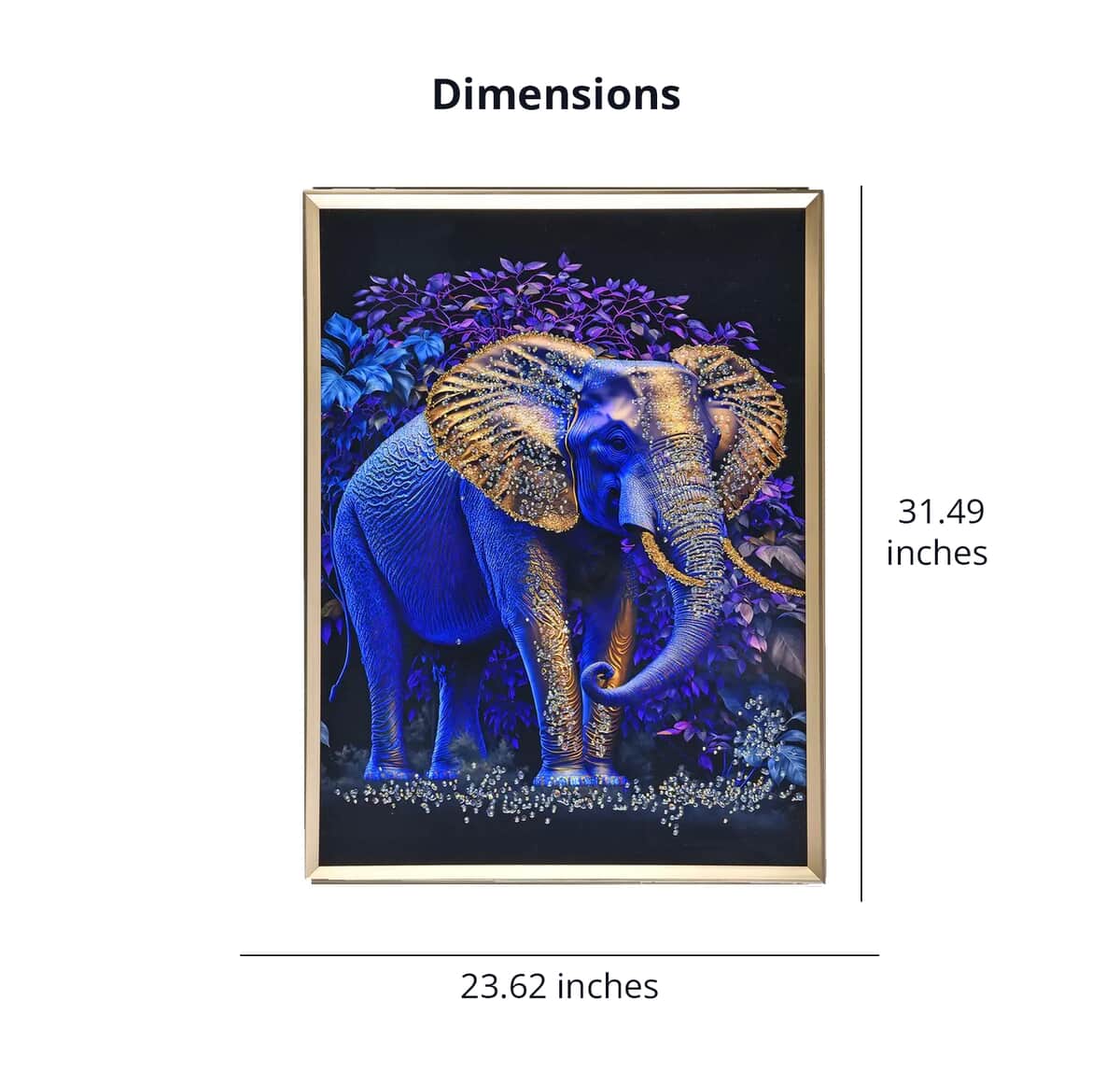 Resin Crystal Painting with PS frame - Blue Elephant image number 3
