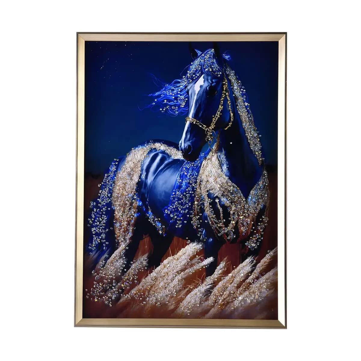 Resin Crystal Painting with PS frame (19.68"x27.55")- Golden Horse image number 0