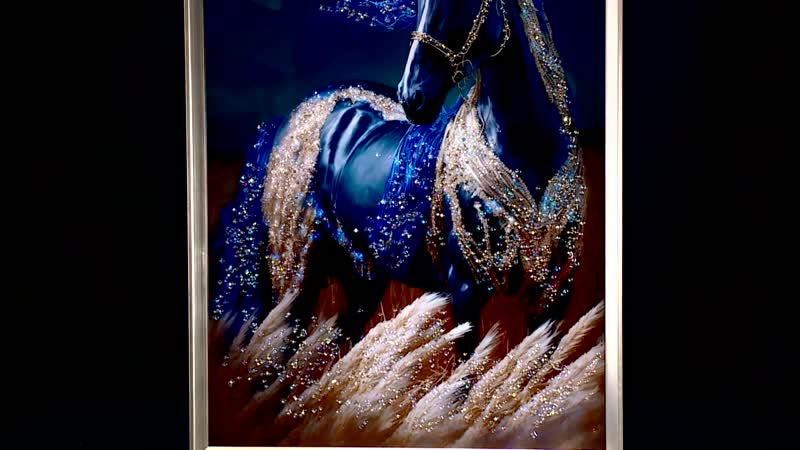 Resin Crystal Painting with PS frame (19.68"x27.55")- Golden Horse