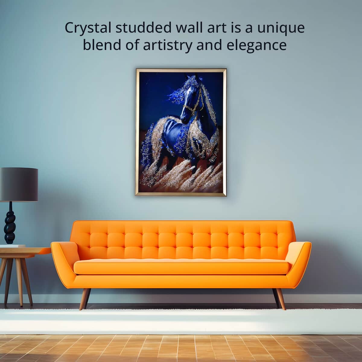 Resin Crystal Painting with PS frame (19.68"x27.55")- Golden Horse image number 1