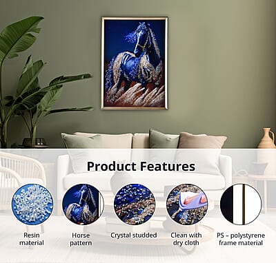 Resin Crystal Painting with PS frame (19.68x27.55)- Golden Horse