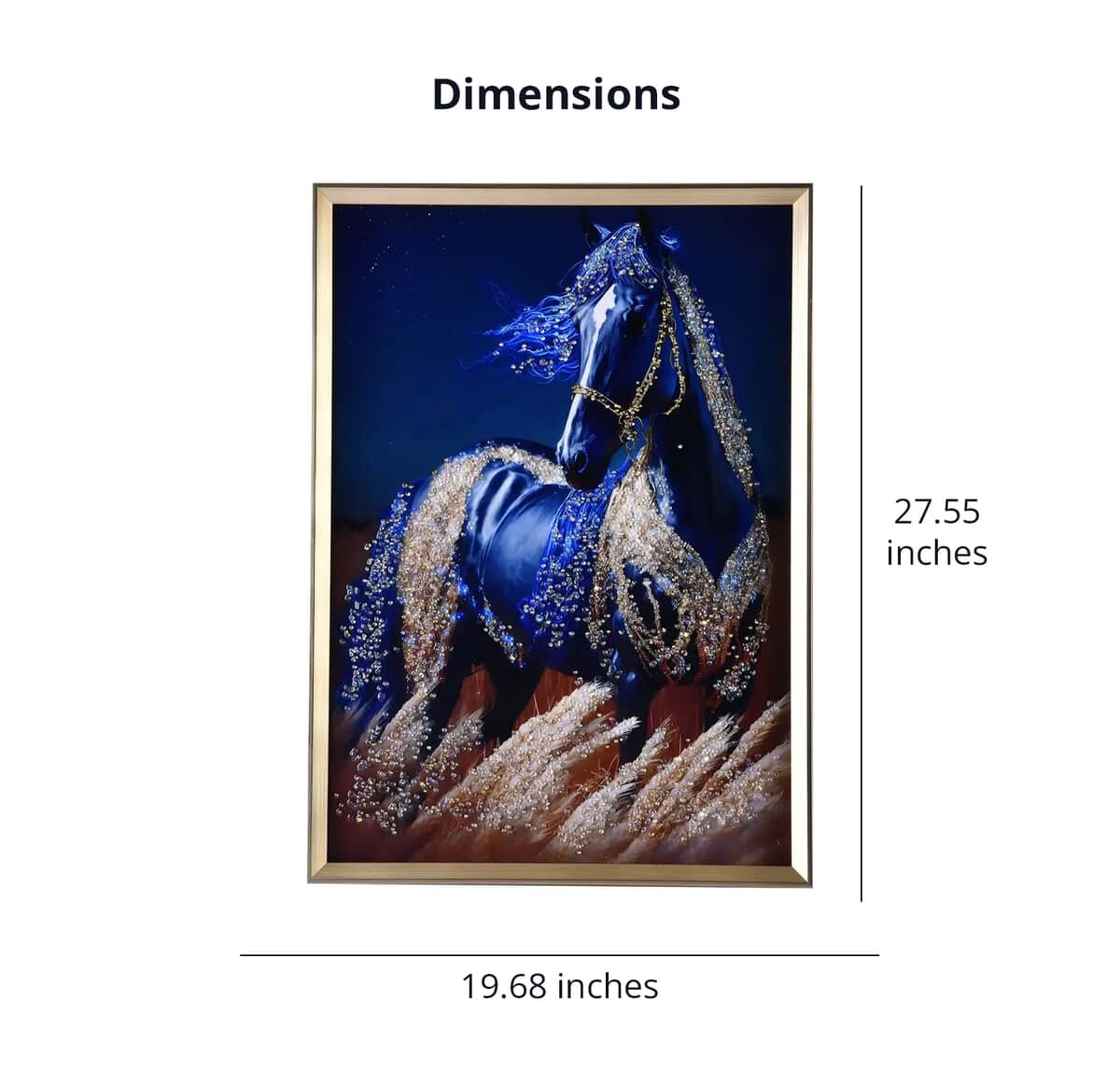 Resin Crystal Painting with PS frame (19.68"x27.55")- Golden Horse image number 3