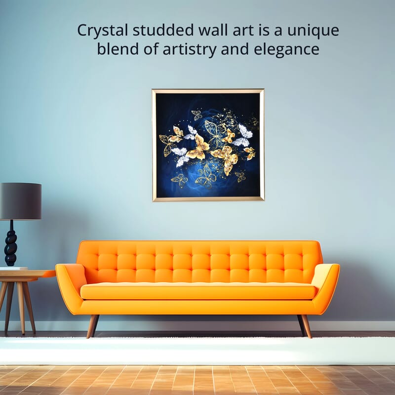 Resin Crystal Painting with PS frame - Golden & White Butterfly