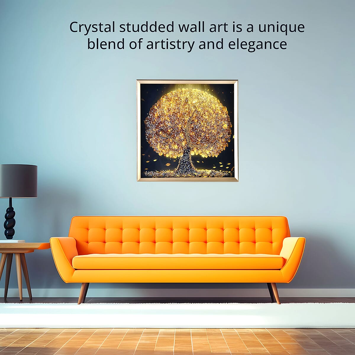 Resin Crystal Painting with PS frame - Golden Tree image number 1