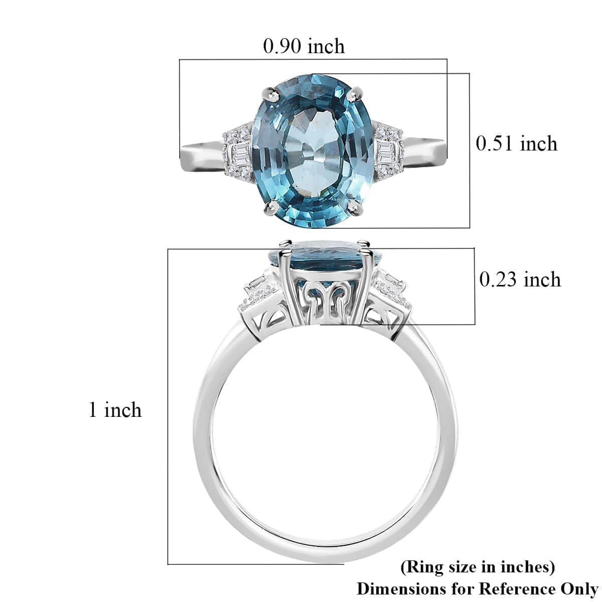 Luxoro 14K White Gold AAA Ratanakiri Blue Zircon and Diamond G-H I3 Ring (Size 6.0) 5.25 ctw image number 5