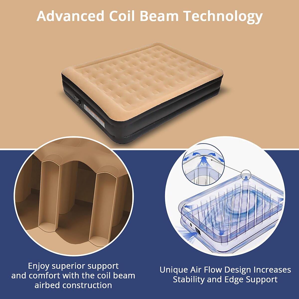 Homesmart Queen Size High Raised Airbed with Built-in Electric Pump Flocking image number 3