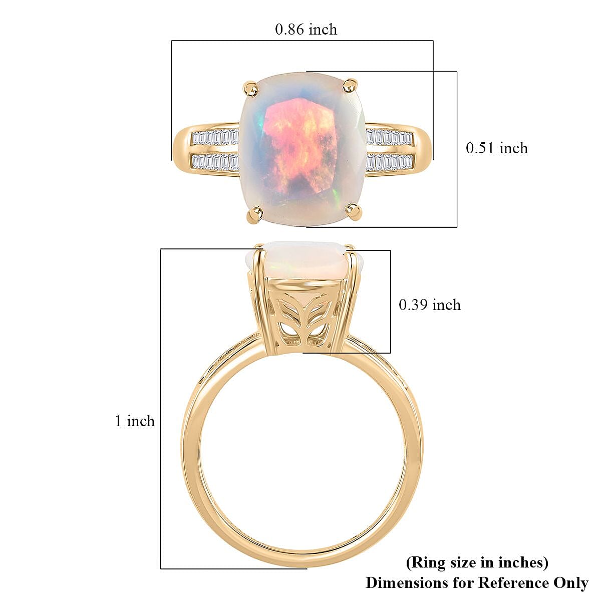 Luxoro 10K Yellow Gold AAA Ethiopian Welo Opal and Diamond Ring (Size 10.0) 3.50 ctw