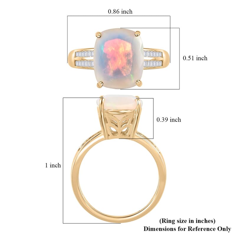 Luxoro 10K Yellow Gold AAA Ethiopian Welo Opal and Diamond Ring (Size 10.0) 3.50 ctw