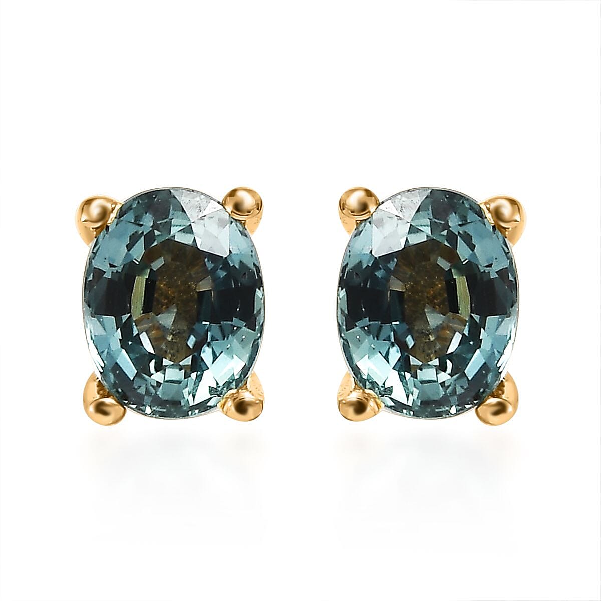 AAA Australian Sapphire Stud Earrings in Vermeil Yellow Gold Over Sterling Silver 0.90 ctw image number 0