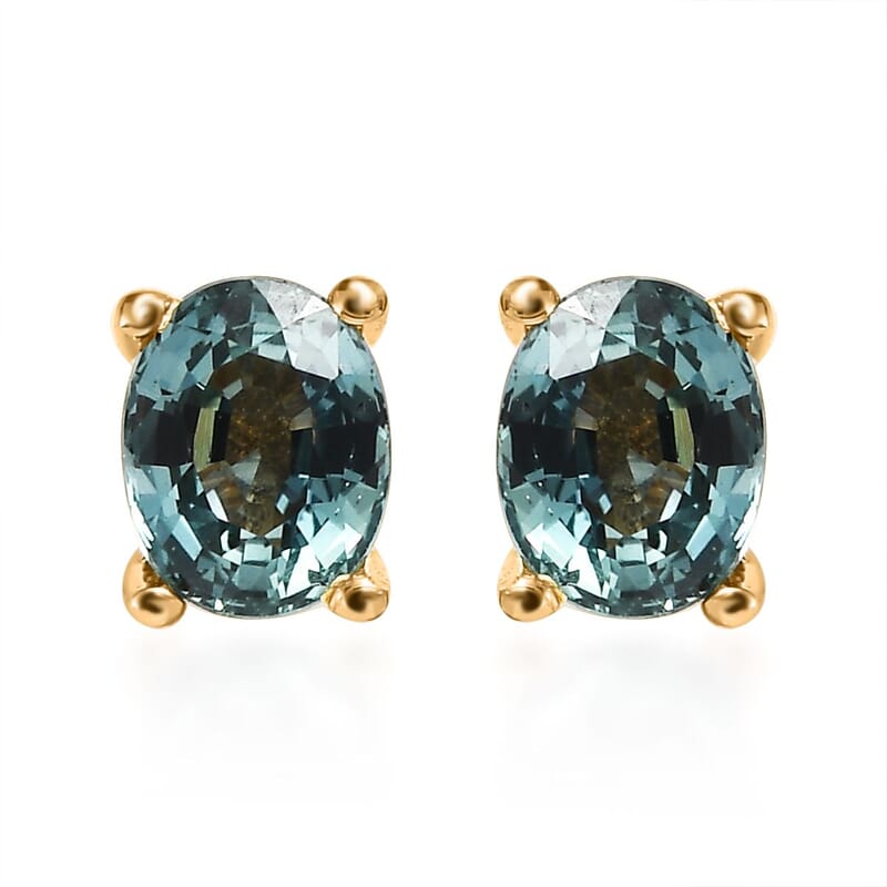 AAA Australian Sapphire Stud Earrings in Vermeil Yellow Gold Over Sterling Silver 0.90 ctw