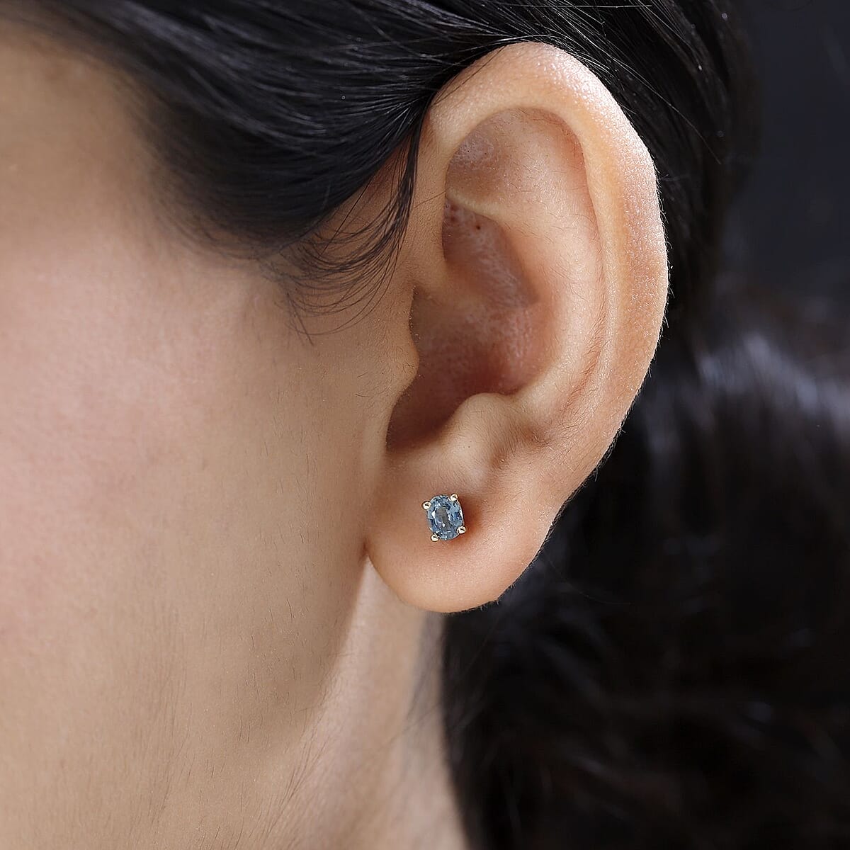 AAA Australian Sapphire Stud Earrings in Vermeil Yellow Gold Over Sterling Silver 0.90 ctw image number 2