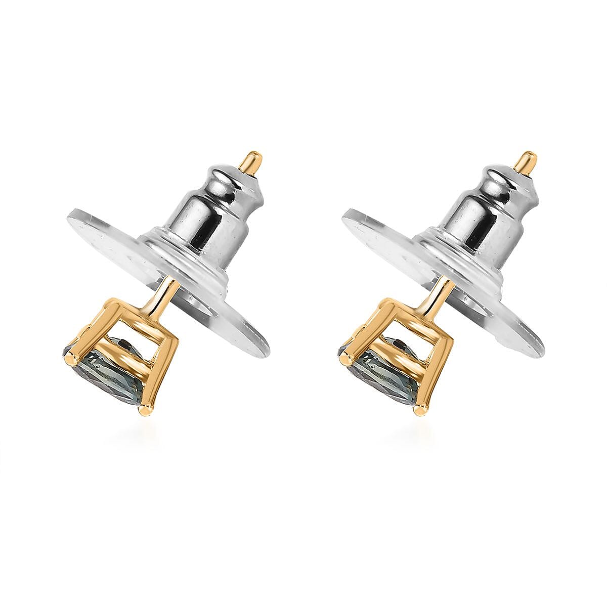 AAA Australian Sapphire Stud Earrings in Vermeil Yellow Gold Over Sterling Silver 0.90 ctw image number 3