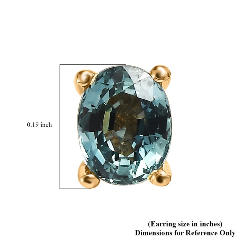 AAA Australian Sapphire Stud Earrings in Vermeil Yellow Gold Over Sterling Silver 0.90 ctw