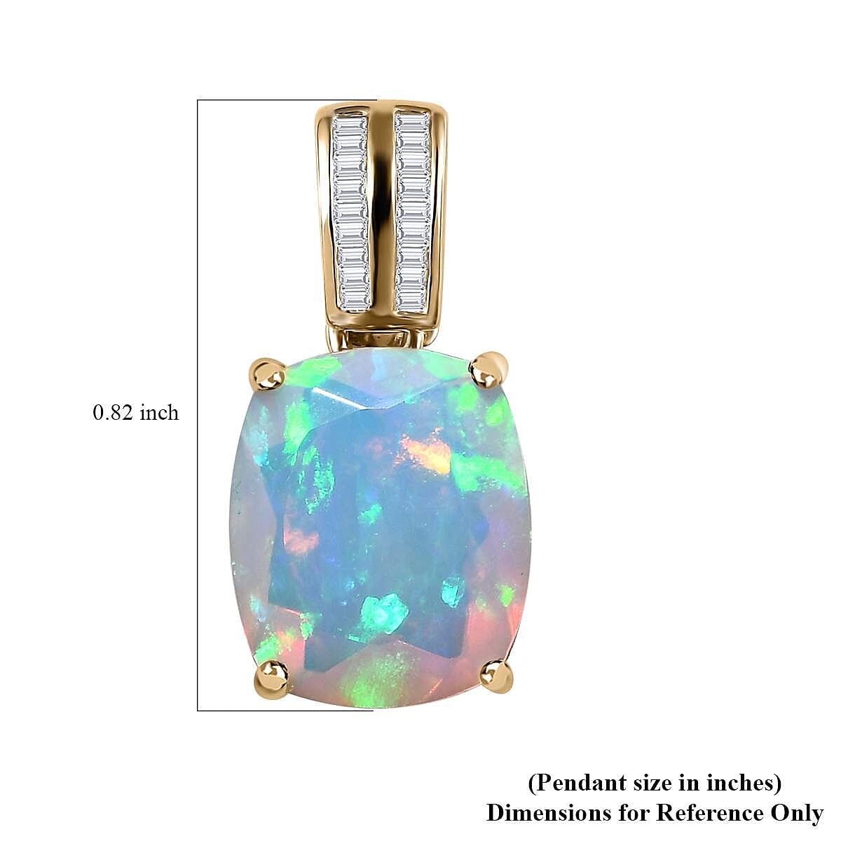 Luxoro 10K Yellow Gold AAA Ethiopian Welo Opal and Diamond Pendant 3.10 ctw image number 5