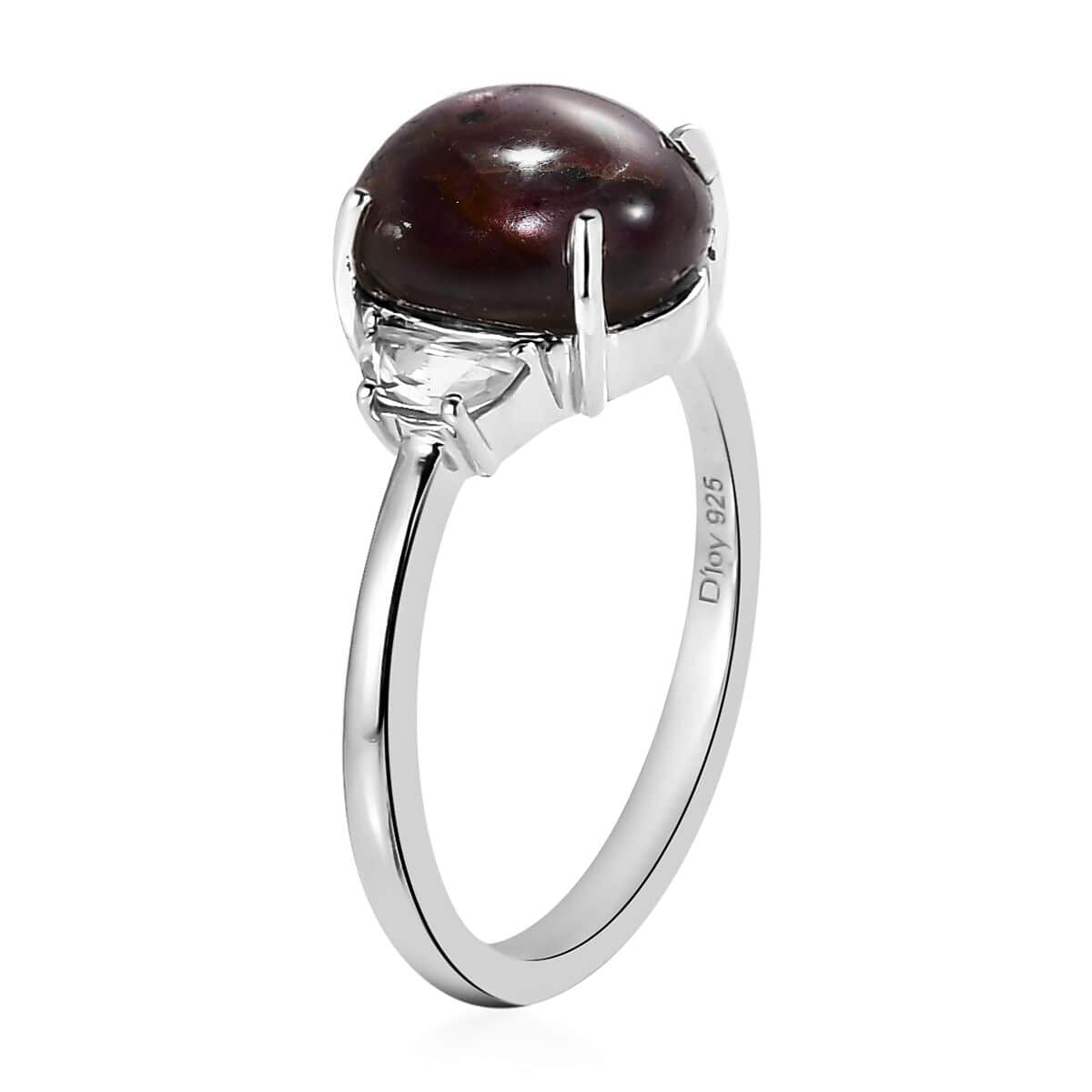 Indian Star Ruby and White Zircon Ring in Platinum Over Sterling Silver (Size 7.0) 5.65 ctw image number 3