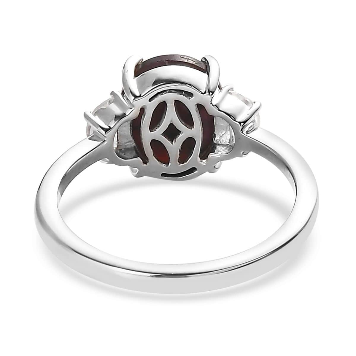 Indian Star Ruby and White Zircon Ring in Platinum Over Sterling Silver (Size 7.0) 5.65 ctw image number 4