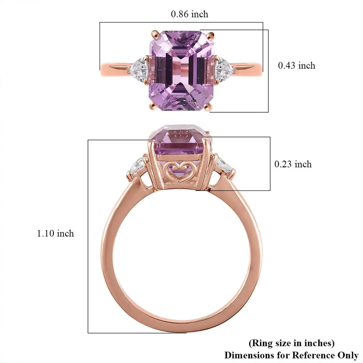 AAA Patroke Kunzite and White Zircon Ring in Vermeil Rose Gold Over Sterling Silver (Size 6.0) 3.50 ctw (Del. in 5-7 Days) image number 6